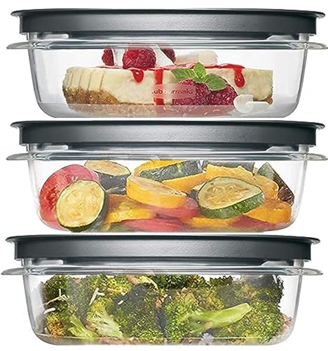 Rubber maid Premier, 3 Cup Premier Flex & Seal Food Storage Set, 3 Tritan Containers, 3 Grey Flex and Seal Lids, 6 Piece Bundle Set Bundle