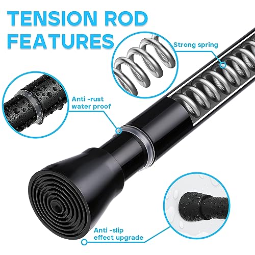 Tension Curtain Rod for Windows 28 to 48 Inch, Black - view 5