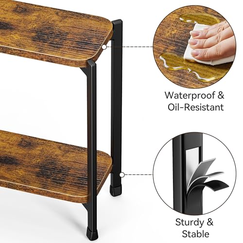 2 Tier Spice Rack Organizer for Kitchen Countertop, Wood and Metal Seasoning Shelf, Space-Saving Spice Organizer for Kitchen Counter, Coffee Bar and Dining Table, Brown - view 4