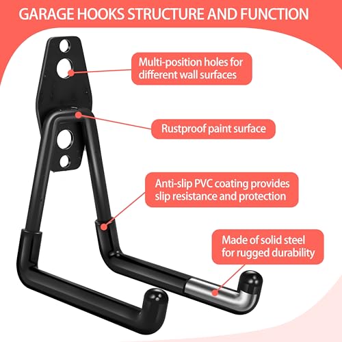 18 Pack Garage Hooks Heavy Duty - Anti-Slip Coating - view 3