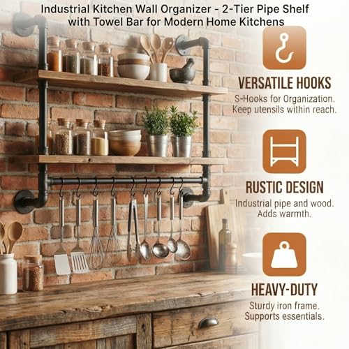Industrial Pipe Shelving Bathroom Pipe Shelves with Towel Bar Over Toilet - view 5