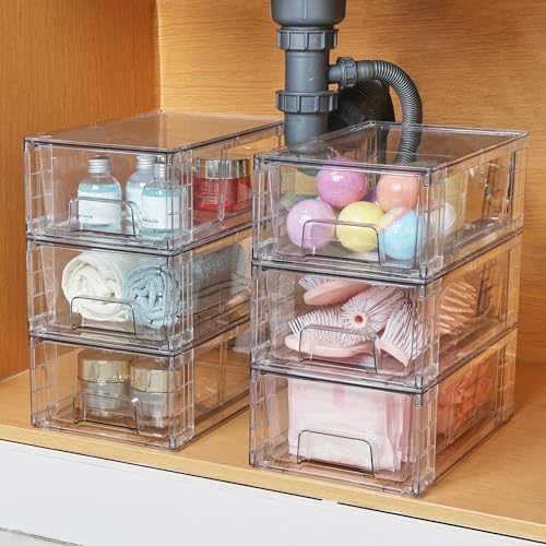 2 Pack Stackable Clear Drawer with Dividers - view 2
