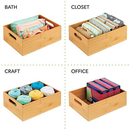 Bamboo Kitchen Cabinet & Fridge Drawer Organizer Tray with Handle - Storage Bin for Cutlery, Serving Spoons, Cooking Utensils, Gadgets - Natural Wood Finish - view 6