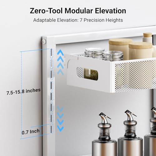 Pull-Out Under Kitchen Sink Organizer, Metal Functional Under Sink Organizer, Height Adjustable Under Bathroom Sink Organizer, Under Sink Storage for Kitchen Bathroom Cabinet (White) - view 4