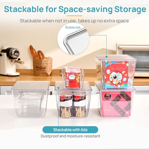 8 Pack Clear Storage Bins with Lid Set for Pantry Organizer - view 6