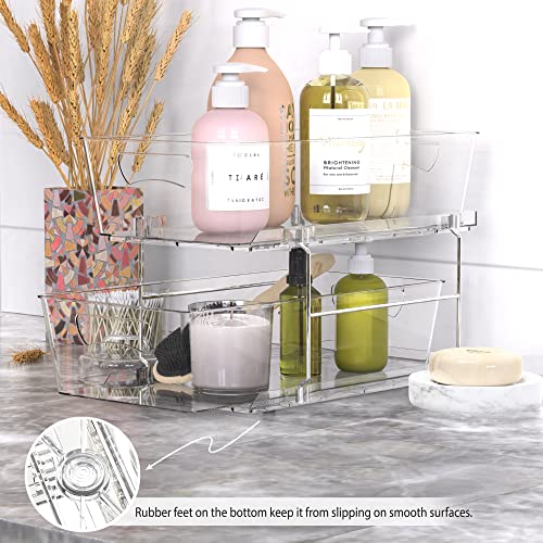2 Tier Basket Drawer Cabinet Pull-Out Organizer, Clear - view 7