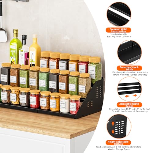 3 Tier Spice Rack Organizer for Cabinet,Expands 13.4 to 21.8 Inch - view 6