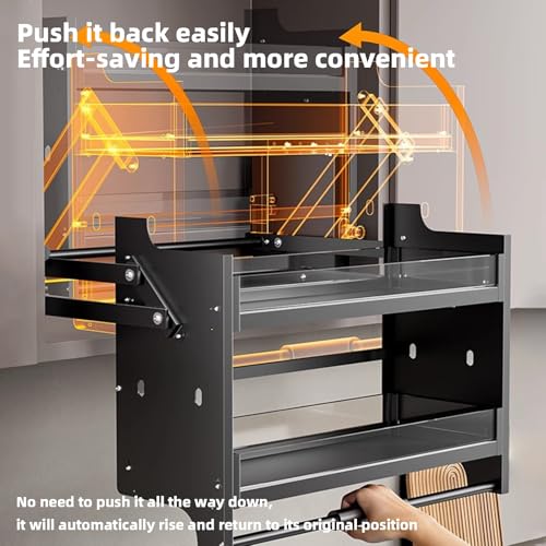 Pull Down Kitchen Cabinet Shelf System, Adjustable 600mm Storage Solution for Kitchen & Cafe, Space-Saving Cabinet Organizer, Easy Access Shelving for Upper Cabinets - view 3