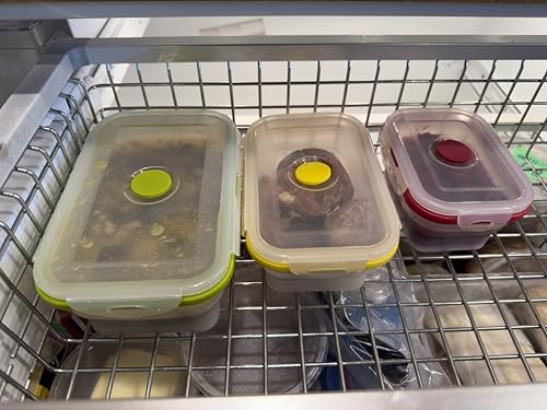 Collapsible Silicone Food Storage Containers - Rectangular Set of 4 with Airtight Snap-Down Plastic Lids - Microwave, Dishwasher, Freezer Safe - view 4