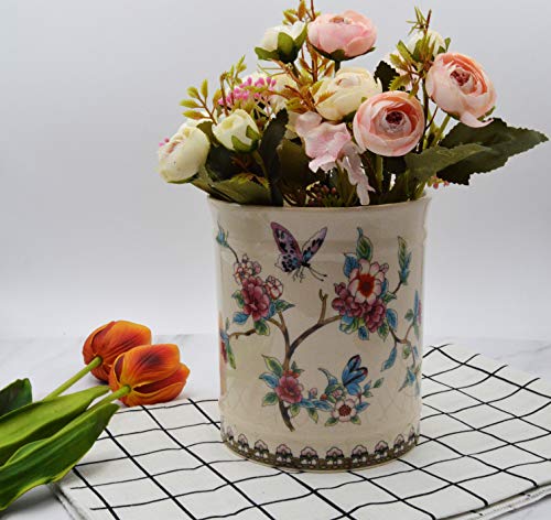 Utensil Crocks Extra Large Kitchen Utensil Holder for Countertop Ceramic Cooking Utensils Butterfly Ice Crack - view 4