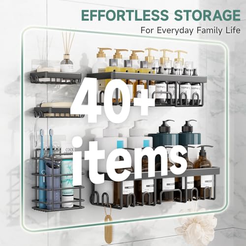 Shower Caddy 5-Pack, Bathroom Organizers and Storage Shelves, Black - view 5