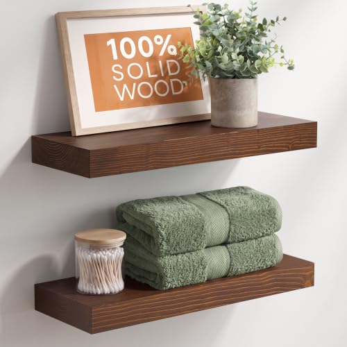 18 Inch Floating Shelves, High-End Solid Pine Wood, Set of 3