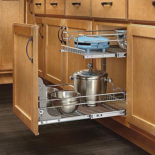 5WB2-1522-CR - 15 in. W x 22 in. D Base Cabinet Pull-Out Chrome 2-Tier Wire Basket - view 2