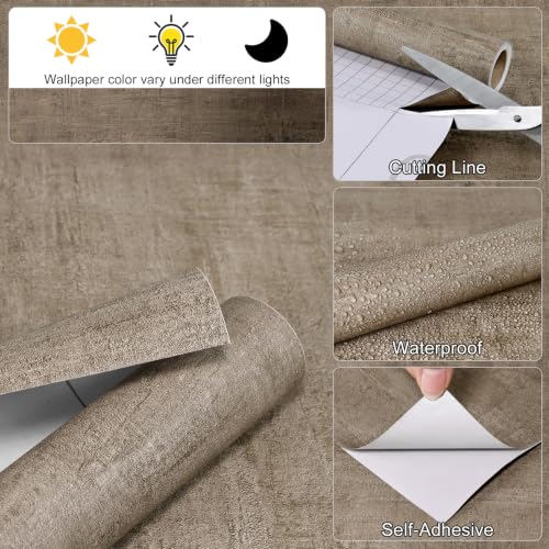 Light Tan Modern Concrete Wallpaper Peel and Stick Contact Paper 15.7"x472" Self-Adhesive Removable Wall Paper Waterproof Vinyl for Room Walls Cabinets Furniture - view 4