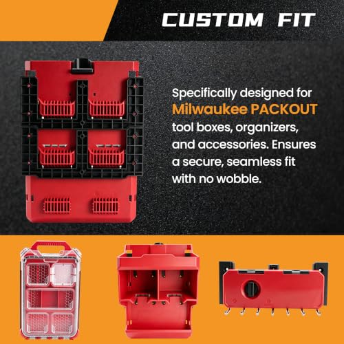 6-Pack Modular Mounting Plates Compatible with Milwaukee PACKOUT, Wall Mount Plates Fit for PACKOUT Toolboxes, Organizers & Accessories, Easy-to-Install and Convenient Tool Storage System - view 3