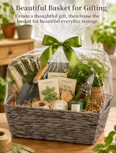 Pantry Baskets, 3 Pack Wicker Storage Baskets for Shelves, Gray - view 4