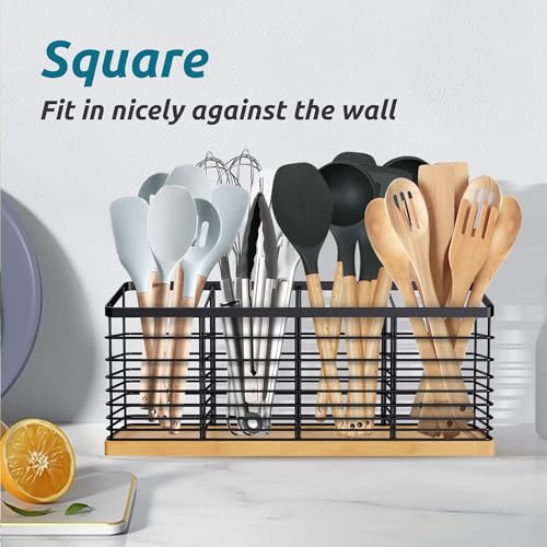 Extra Large Kitchen Utensil Holder, 4 Compartments, Black - view 5