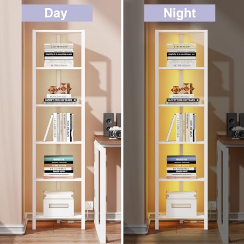 6-Tier Corner Bookshelf with LED Light, Corner Shelf - view 5