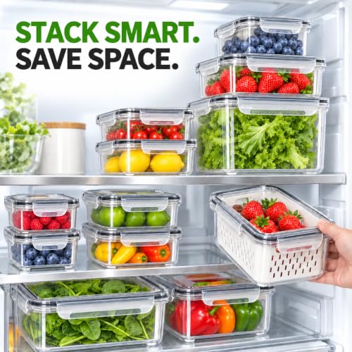 5 Pack Fruit Storage Containers for Fridge with Removable Colanders - view 6