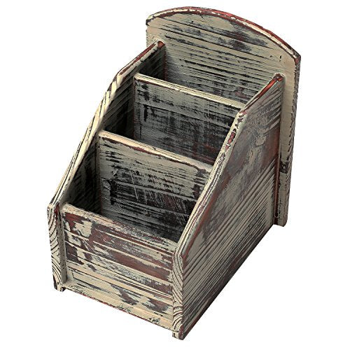 Torched Wood Remote Control Holder, 3-Compartment Tabletop Organizer - view 7