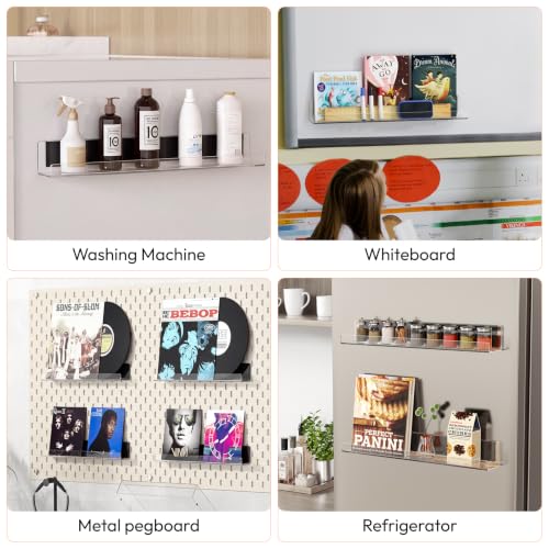 2 Tier Reusable Clear Acrylic Magnetic Book Shelf for Whiteboard - view 6