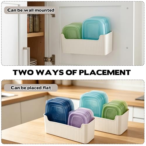 2 Pack Kitchen Cabinet Door Organizer, Lid Organizer Inside Cabinet Wall Mounted Plastic Storage Box Under Sink Door Organizer Lunchbox Lid Container for Kitchen Bathroom Organization - view 4