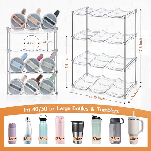 Water Bottle Organizer, Stackable Bottle Storage Rack, 4 Pack Water Bottle Holder for Kitchen Fridge Cabinet Organization and Storage, Plastic Wine Rack/Drink Bottle Holder (2 Pack - Hold 6) - view 2