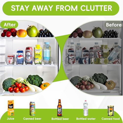Soda Can Dispenser for Refrigerator,Self-Pushing Drink Organizer for Fridge, Width Adjustable Fridge Organization, Beer Pop Can Water Bottle Drink Dispenser for Fridge (15.1"D) White (5 Row, White) - view 5