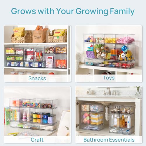 Clear Stackable Storage Drawers Set of 8, Plastic Organizer Bins - view 7