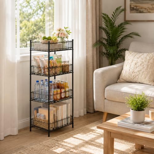 Water Bottle Organizer 4 Tiers Free Standing Water Bottle Holder Beverage Soda Can Drink Holder Stand Can Organizer Storage Rack for Pantry Kitchen Food Storage, Black - view 3