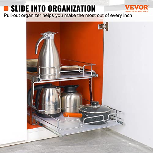 2 Tier 20"Wx21.2"Dx15.2"HPull Out Cabinet Organizer, Heavy Duty Slide Out Pantry Shelves, Steel Roll Out Drawers, Sliding Drawer Storage for Home, 21.5"Wx22.5"Dx19"H Install Size for Cabinet - view 2