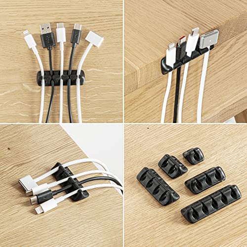 Home and Office Organization Kit - Cable Organizer Black 5 Pack and Heavy Duty Hooks Medium 12 Pack Combo - view 5