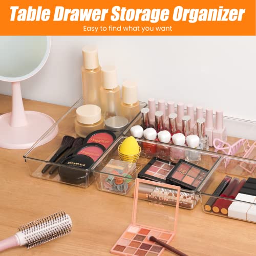 18 Pcs Large Size Clear Drawer Organizer Set, Acrylic Non Slip Non Cracking Kitchen Drawer Storage Tray Divider, Multifunctional Storage for Cosmetics, Bathroom, Tools, Kitchen and Office - view 7