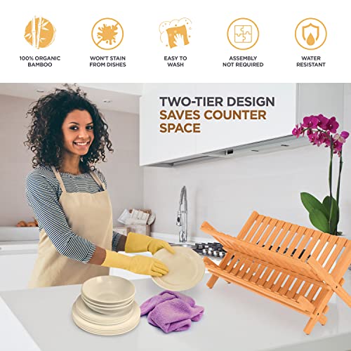 Bamboo Dish Drying Rack and Utensil Holder Set Bundle - view 6