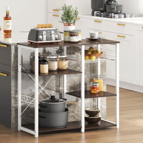 3-Tier Kitchen Baker's Rack, Compact Microwave Stand, Walnut Black - view 2