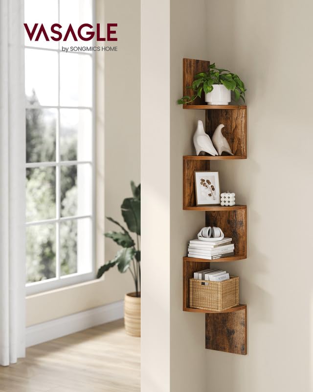 Corner Shelf Wall Mount, 5-Tier Floating Corner Bookshelf - view 2