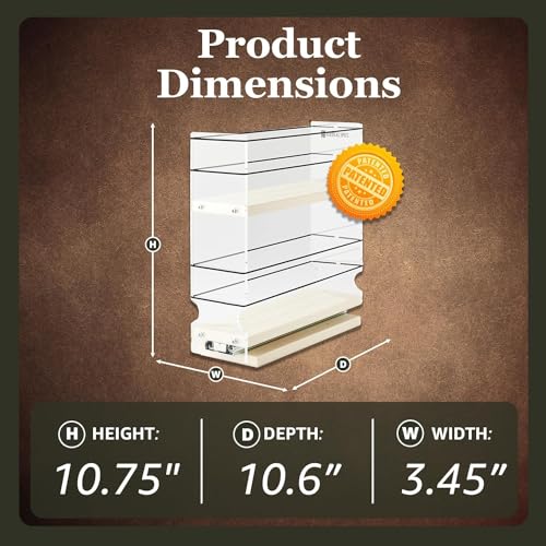 Sliding Spice Rack Organizer for Cabinets - Pull Out Shelves for Upper Kitchen Cabinets - Cabinet Organizer/Storage - 2 Tiers - 3.45" x 10.75" x 10.6" (Cream, Partially Assembled) - view 2