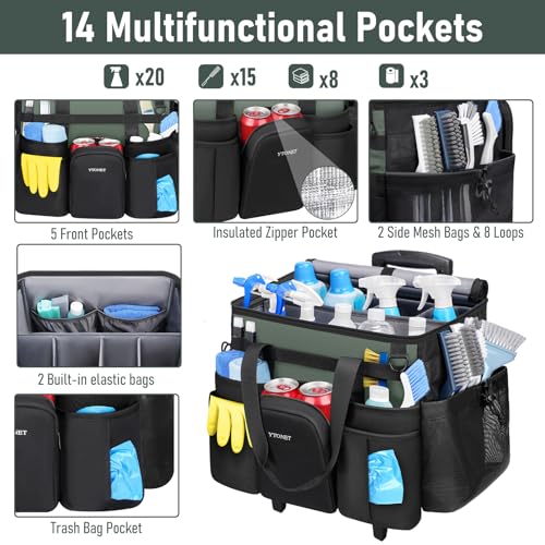 Cleaning Caddy with Wheels, Extra Large Rolling Cleaning Caddy Bag - view 2