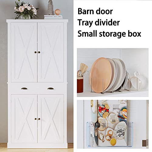 Kitchen Pantry Storage Cabinet, 72.6" H Cupboard, White - view 5