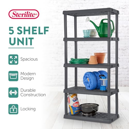 5 Shelf Unit, Heavy-Duty Plastic Storage & Utility Shelving Rack - view 4