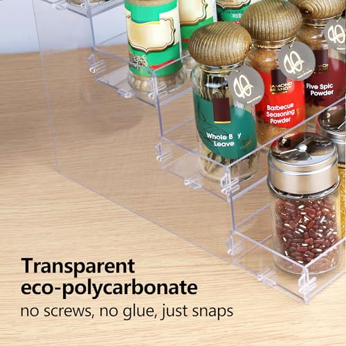 Spice Rack,No Tool Needed & No Pungent Acrylic Glue Self-derived Snap On Assembly Spice Shelf Pantry Kitchen Cabinet Organizer 10 in for Jars,Baking Supplies & Spice Bottles (4 Tier) - view 4