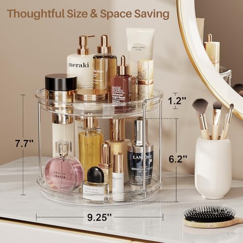 4 Pack 2 Tier Lazy Susan Turntable Organizer 9.25'' Rotating Spice Rack Organization for Cabinet, Kitchen, Pantry, Countertop, Bathroom, Vanity, Medicine Cabinet Organizer, Clear - view 4