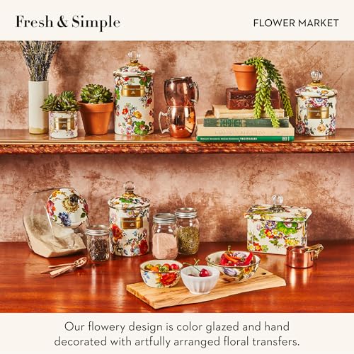 Enamel Canister, Large, White Flower Market - view 3