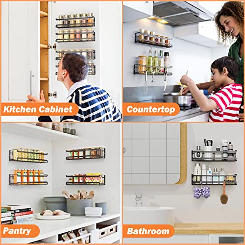 Spice Rack Wall Mounted 2 Pack, Black,11.41x2.75x2.75in - view 6