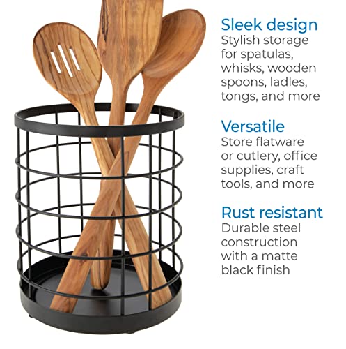 Kitchen Crock Utensil Holder, Matte Black, Steel - view 4