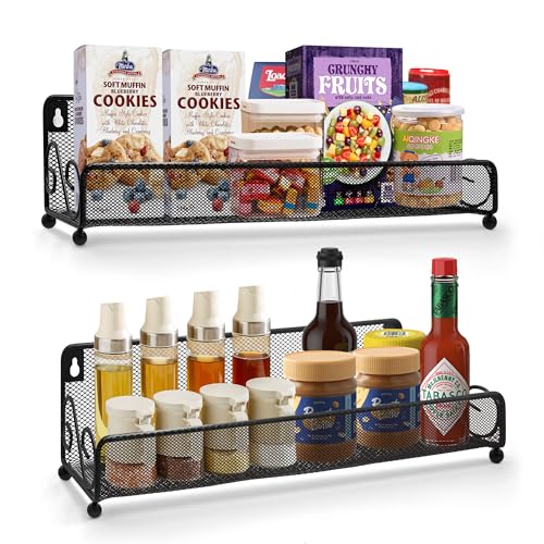 2 pack spice rack organizer for wall mounted or countertop, Jars Storage Organizer, Cabinet Holder, kitchen metal spice seasoning storage for RVs, Cabinet, Pantry Doors, Bathroom, Shower, Home Decor