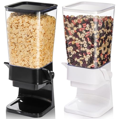 2 Pack Cereal Dispenser Countertop, 5.5L Large Capacity Cereal Container Storage, Dry Food Dispenser for Rice, Grain, Nuts, Candies, Oatmeal, Beans, Snacks, Cat Food, Dog Food