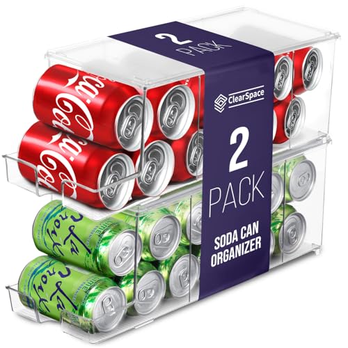 Soda Can Organizer Dispenser for Refrigerator, 12 Can, 2 Pack