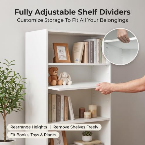 WannabeMyself【Easy Assembly】 Open Display 5-Tier Bookshelf,Storage Organizer,Bookcase for Living Room, Bedroom, Home Office,70.9×11.6×23.6,White - view 5