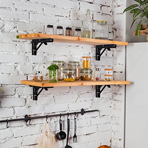 2 Pcs Folding Shelf Brackets, 10 Inch Heavy Duty Floating Triangle Shelf Brackets, Collapsible Shelves Brackets, Wall Mounted L Table Hinges Brackets for Bench Table with Screws (10 Inch) - view 5